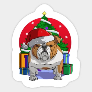 English Bulldog Santa Merry Christmas Sticker
